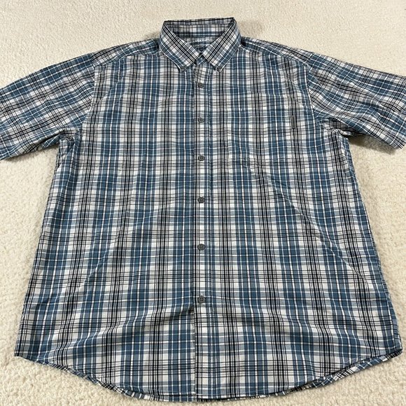 Wolverine Shirt Mens XL Short Sleeve Button Up Plaid Blue - Picture 1 of 9